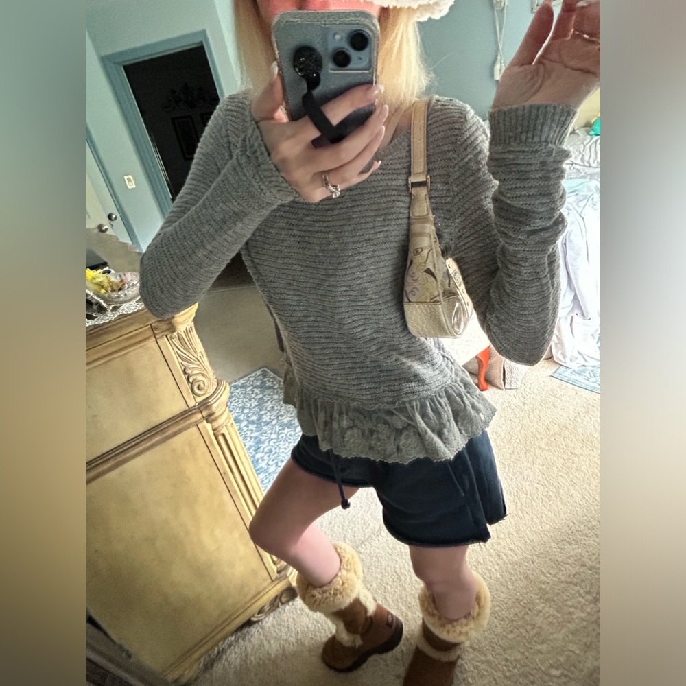Y2k Abercrombie and fitch coquette babydoll Bella swan ruffle sweater - Picture 8 of 15